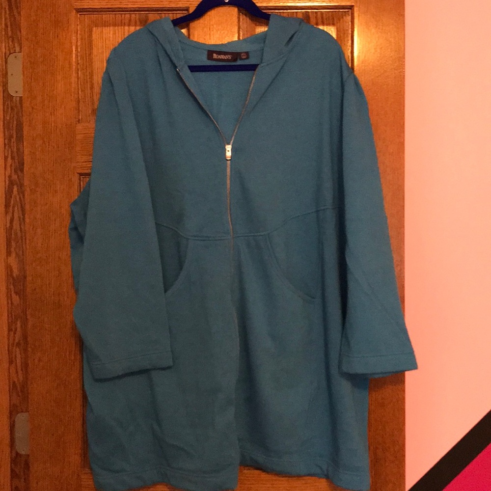 Long Hooded Sweatshirt Zip-Up Jacket